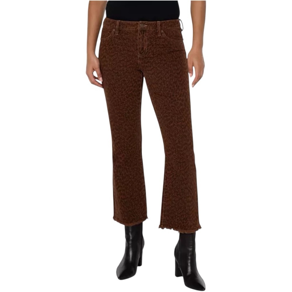 Liverpool Los Angeles Hannah Crop Flare Animal Print Row Hem Jean size 31